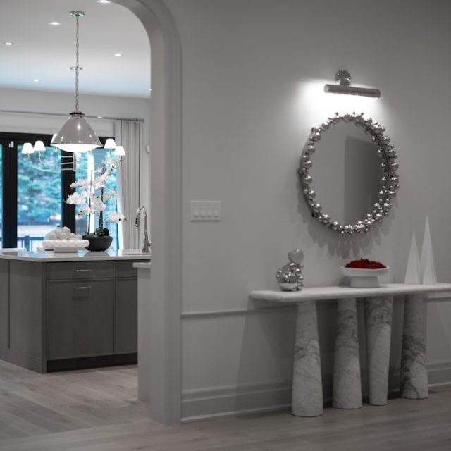 Photo travertine mushroom lamp console table